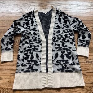 Debut Black and Cream Leopard Print Cardigan